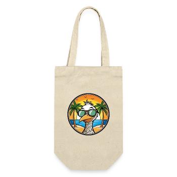 Straußen, Lustig, Cartoon, Sommer, Strand, Sonnenbrille, Cool - Geschenkbeutel für Flaschen - Natur - Vorne