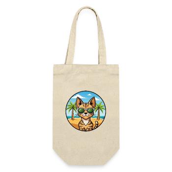 Savannah Katzenrasse Cartoon Sonnenbrille Strand - Geschenkbeutel für Flaschen - Natur - Vorne