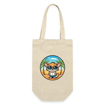 Pixie Bob Katzenrasse Cartoon Sonnenbrille Strand - Geschenkbeutel für Flaschen - Natur - Vorne