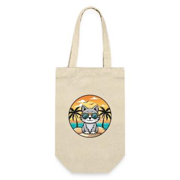American Curl Katzenrasse Cartoon Sonnenbrille Strand - Geschenkbeutel für Flaschen - Natur - Vorne