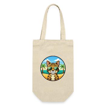 Bengalische Katzenrasse Cartoon Sonnenbrille Strand - Geschenkbeutel für Flaschen - Natur - Vorne