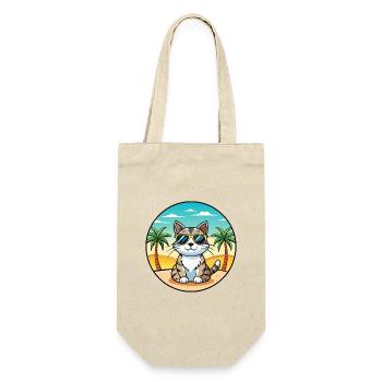American Wirehair Cat Breed Cartoon Sunglass Beach - Gift Bag for Bottles - nature - Front
