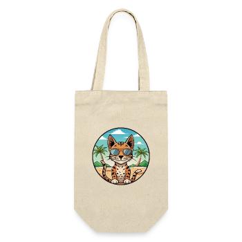 Savannah Katzenrasse Cartoon Sonnenbrille Strand - Geschenkbeutel für Flaschen - Natur - Vorne