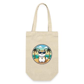 Japanische Bobtail Katzenrasse Cartoon Sonnenbrille Strand - Geschenkbeutel für Flaschen - Natur - Vorne
