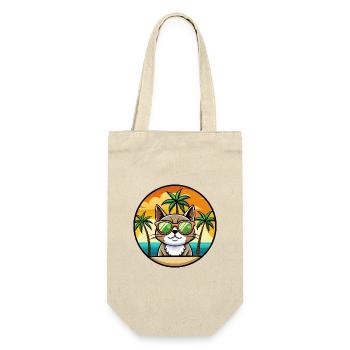 Exotische Kurzhaarkatze Rasse Cartoon Sonnenbrille Strand - Geschenkbeutel für Flaschen - Natur - Vorne