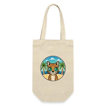 Bengalische Katzenrasse Cartoon Sonnenbrille Strand - Geschenkbeutel für Flaschen - Natur - Vorne
