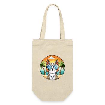 American Curl Katzenrasse Cartoon Sonnenbrille Strand - Geschenkbeutel für Flaschen - Natur - Vorne