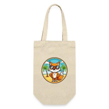 Fuchs Lustige Cartoon Sommer Strand Sonnenbrille Aufkleber - Geschenkbeutel für Flaschen - Natur - Vorne
