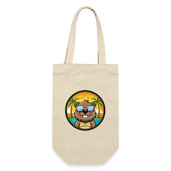 Biber Lustige Cartoon Sommer Strand Sonnenbrille Cool - Geschenkbeutel für Flaschen - Natur - Vorne