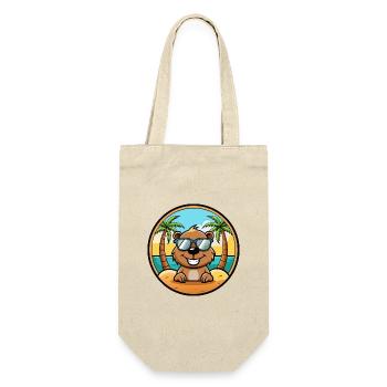 Biber Lustige Cartoon Sommer Strand Sonnenbrille Cool - Geschenkbeutel für Flaschen - Natur - Vorne