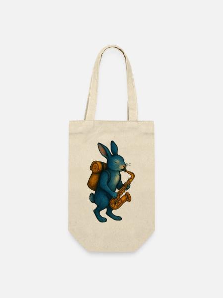 Lapin Bleu avec Saxophone - Sac à bouteille - nature
