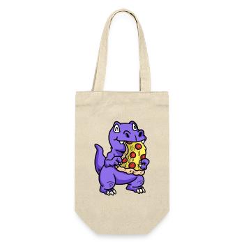 Small sweet dino with pizza child snacking baby - Gift Bag for Bottles - nature - Front