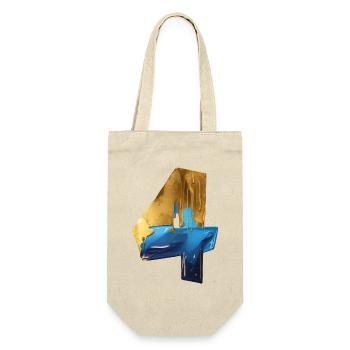 NR. 4 NUMMER 4 COOL 4. GEBURTSTAG - Geschenkbeutel für Flaschen - Natur - Vorne