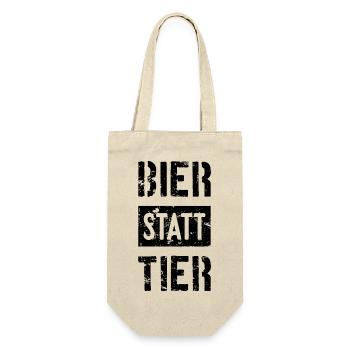 BIER STATT TIER - Geschenkbeutel für Flaschen - Natur - Vorne