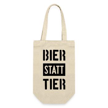 BIER STATT TIER VEGAN VEGANER - Geschenkbeutel für Flaschen - Natur - Vorne