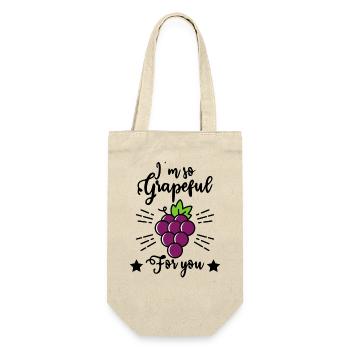 I'm So Grapeful For You – Funny Grape Motif - Gift Bag for Bottles - nature - Front