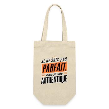 Je ne suis pas parfait mais authentique - Sac à bouteille - nature - Devant