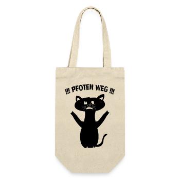 Pfoten Weg! – Schwarze Katze Statement - Geschenkbeutel für Flaschen - Natur - Vorne
