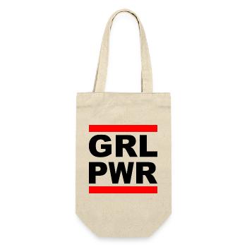 Girl Power "GRL PWR" - Zeig deine Stärke! - Geschenkbeutel für Flaschen - Natur - Vorne