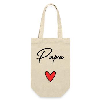 PAPA. VATERTAG. FROHER VATERTAG. ALLES GUTE ZUM GEBURTSTAG. - Geschenkbeutel für Flaschen - Natur - Vorne