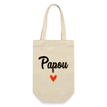 PAPUA. PAPA. VATERTAG. FROHER VATERTAG - Geschenkbeutel für Flaschen - Natur - Vorne