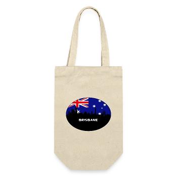 Brisbane Australien Flagge Skyline Silhouette Reisen - Geschenkbeutel für Flaschen - Natur - Vorne