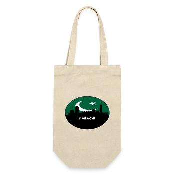 Karachi Pakistan Flagge Skyline Silhouette Reisen - Geschenkbeutel für Flaschen - Natur - Vorne