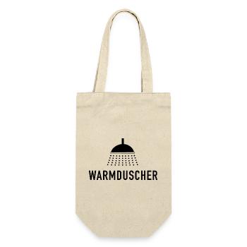 Warmduscher - Spruch mit Dusche - Geschenkbeutel für Flaschen - Natur - Vorne