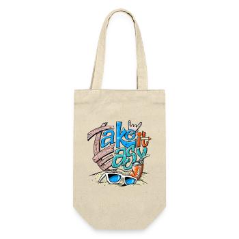 TAKE IT EASY - COOLE STRANDPRODUKTE FÜR ALLE - Geschenkbeutel für Flaschen - Natur - Vorne