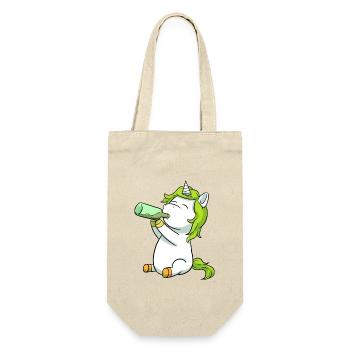 Einhorn Alkohol Alk - Geschenkbeutel für Flaschen - Natur - Vorne