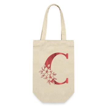 C Monogramm Buchstabe - Geschenkbeutel für Flaschen - Natur - Vorne