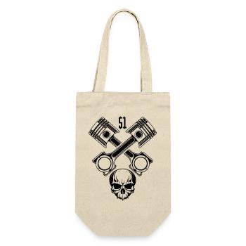 Moped Skull S51 Kolben Logo DDR - Geschenkbeutel für Flaschen - Natur - Vorne