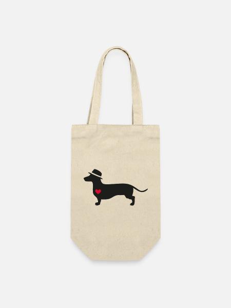 Dackelliebe -minimal- Der coole DonWaldino Dackel - Geschenkbeutel für Flaschen - Natur