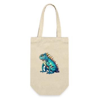 Basilisk Buntes Aquarell Cartoon Kawaii Tier - Geschenkbeutel für Flaschen - Natur - Vorne
