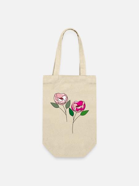 zwei Blumen - Geschenkbeutel für Flaschen - Natur