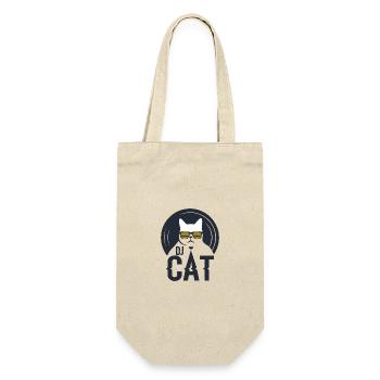 DJ Cat - Katze mit Sonnenbrille Vinyl - Geschenkbeutel für Flaschen - Natur - Vorne