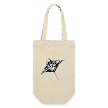 mantaray maori blk white - Geschenkbeutel für Flaschen - Natur - Vorne