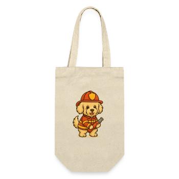 Maltipoo Feuerwehrhund – Heldenhaftes Kindermotiv - Geschenkbeutel für Flaschen - Natur - Vorne