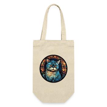Exotische Kurzhaarkatzenrasse Aquarellglas - Geschenkbeutel für Flaschen - Natur - Vorne