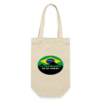 Rio De Janeiro Brasilien Flagge Skyline Silhouette Trav - Geschenkbeutel für Flaschen - Natur - Vorne