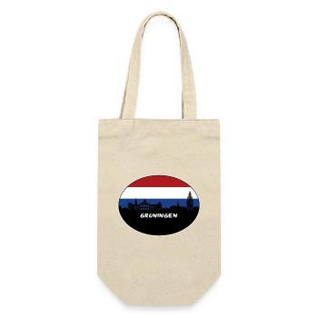 Groningen Niederlande Flagge Skyline Silhouette Trav - Geschenkbeutel für Flaschen - Natur - Vorne
