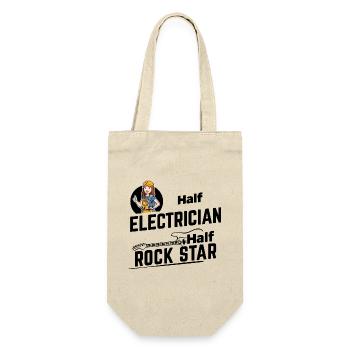 Half Electrician, half Rock Star - Elektrikerin - Geschenkbeutel für Flaschen - Natur - Vorne