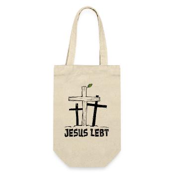 Jesus lebt - Kreuz Auferstehung Hoffnung Glaube - Geschenkbeutel für Flaschen - Natur - Vorne