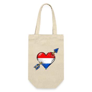 Holland Flagge Herz mit Pfeil used look - Geschenkbeutel für Flaschen - Natur - Vorne
