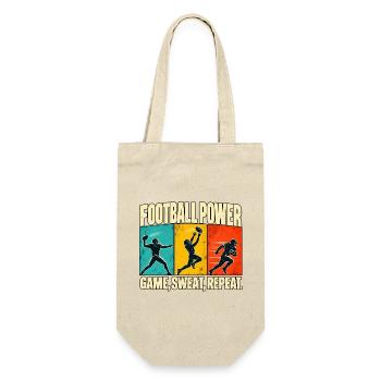 Football Power – Spiel, Schweiß, Wiederholung - Geschenkbeutel für Flaschen - Natur - Vorne