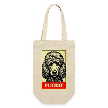 Pudel Hund Retro Vintage Hunde Portrait - Geschenkbeutel für Flaschen - Natur - Vorne
