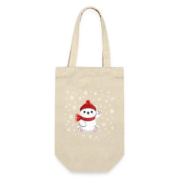 Weihnachten Eisbär Schneeflocken Polar bear Winter - Geschenkbeutel für Flaschen - Natur - Vorne