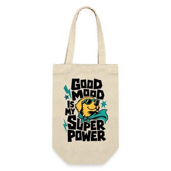 Hund als Superheld – Good Mood Is My Super Power - Geschenkbeutel für Flaschen - Natur - Vorne