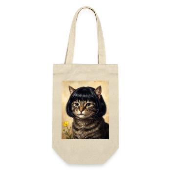 Lustige Katze Bob Haarschnitt - Geschenkbeutel für Flaschen - Natur - Vorne
