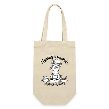 Mental Bake Down – Lama beim Backen - Geschenkbeutel für Flaschen - Natur - Vorne
